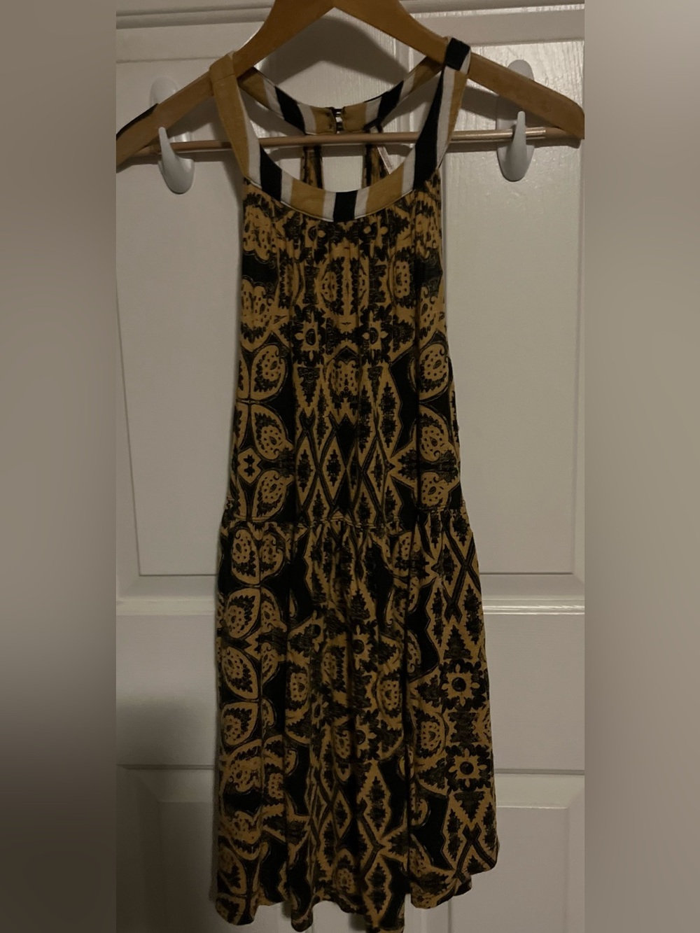 FREE PEOPLE Yellow and black boho drop waist tank top/tunic